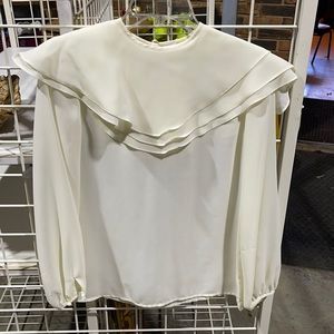 Christian Dior cream ruffle blouse size 4